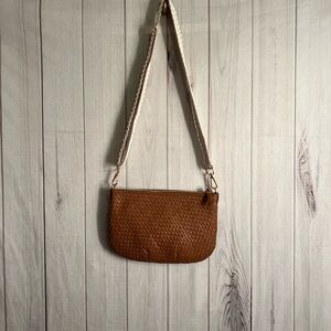 Quince Italian HandWoven  Cognac  Mini Crossbody Bag